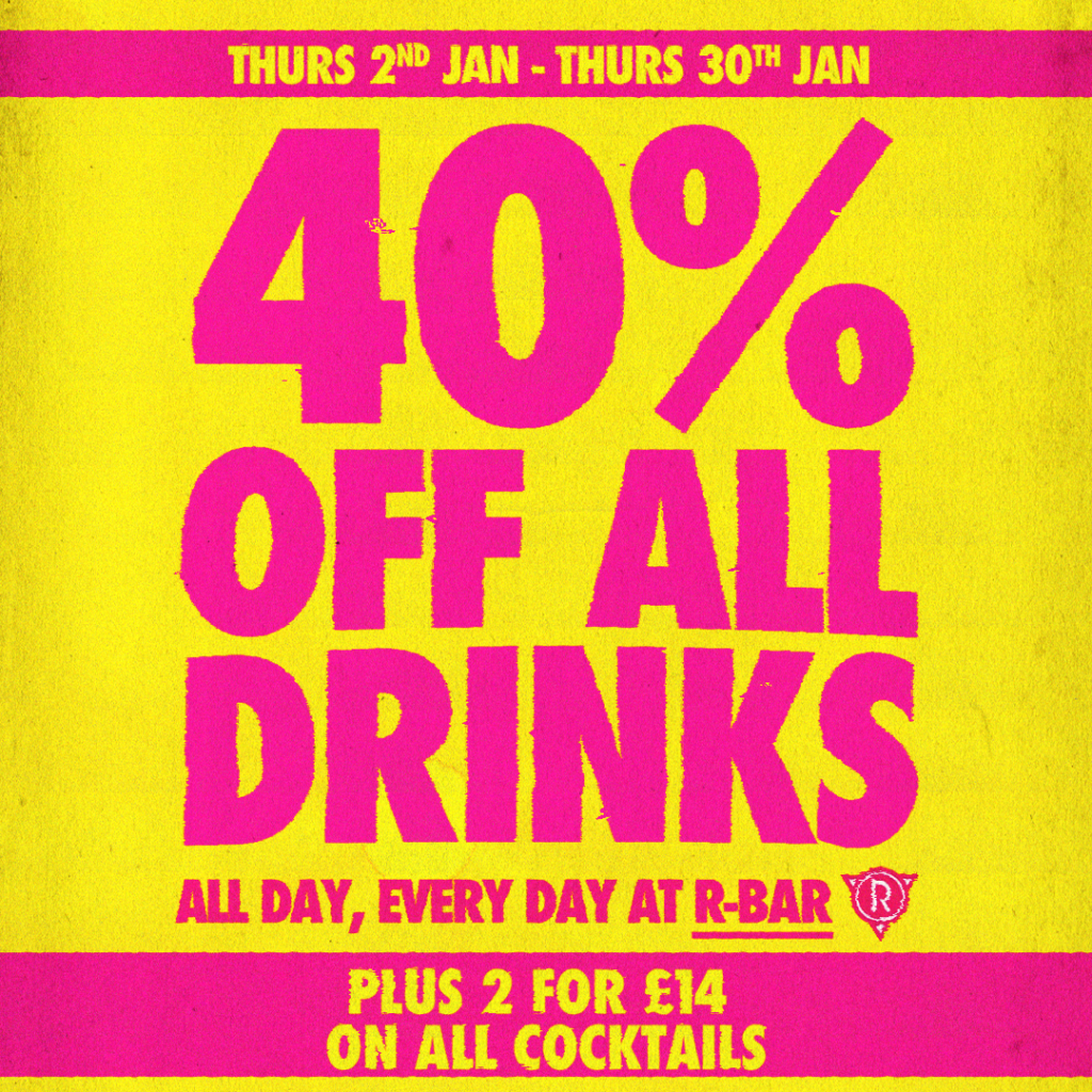 40% Off Drinks @ R-Bar